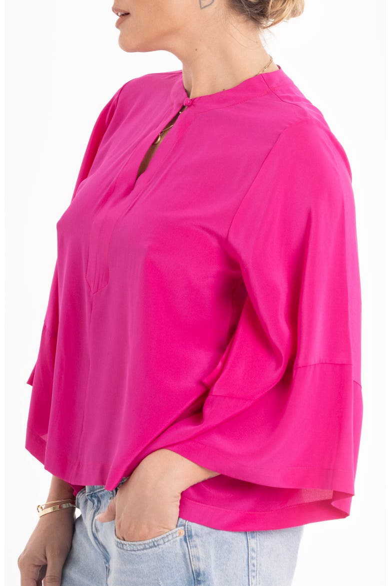Wide Sleeve Silk Top, Alternate, color, Fuchsia