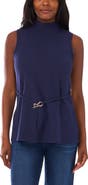 Vince Camuto Sleeveless Belted Mock Neck Top