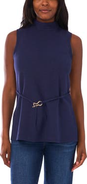 Vince Camuto Sleeveless Belted Mock Neck Top