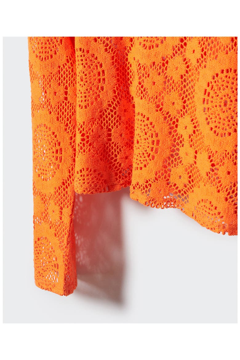 Openwork Long Sleeve Top, Alternate, color, ORANGE