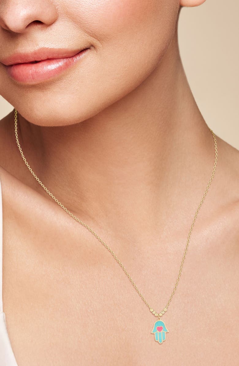 Ember Fine Jewelry 14K Gold Hamsa Pendant Necklace, Alternate, color, Gold