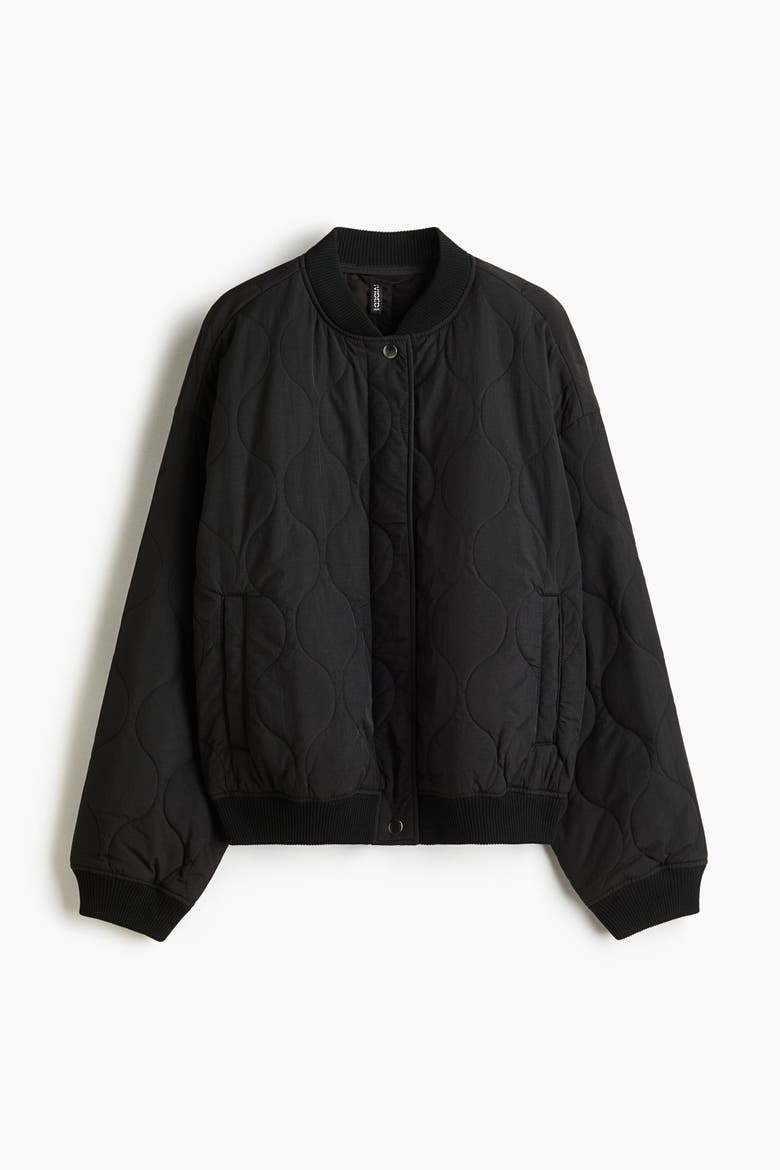 Quilted Bomber Jacket, Alternate, color, Black