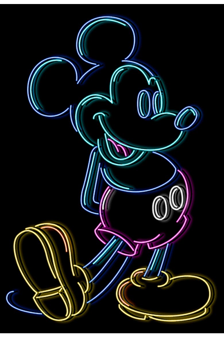 Girl's Mickey & Friends Neon Mickey  Graphic T-Shirt, Alternate, color, Black
