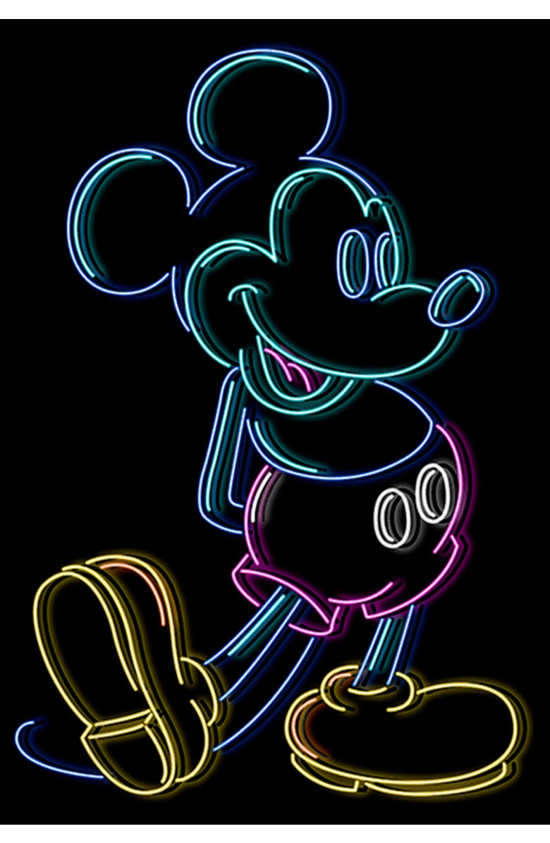 Mickey & Friends Girl's Mickey & Friends Neon Mickey Graphic T-Shirt, Alternate, color, Black