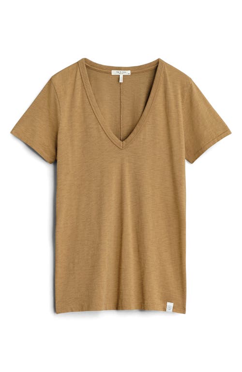 Rag & Bone The Slub V-neck Organic Pima Cotton T-shirt In Khaki