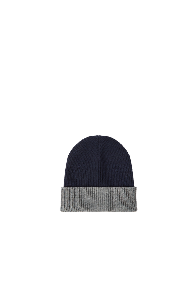 Cashmere double knit ribbed beanie, Alternate, color, Navy Blue