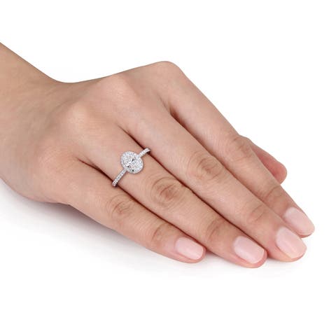 1 CTW Lab-Grown Diamond Oval Halo Ring 14k