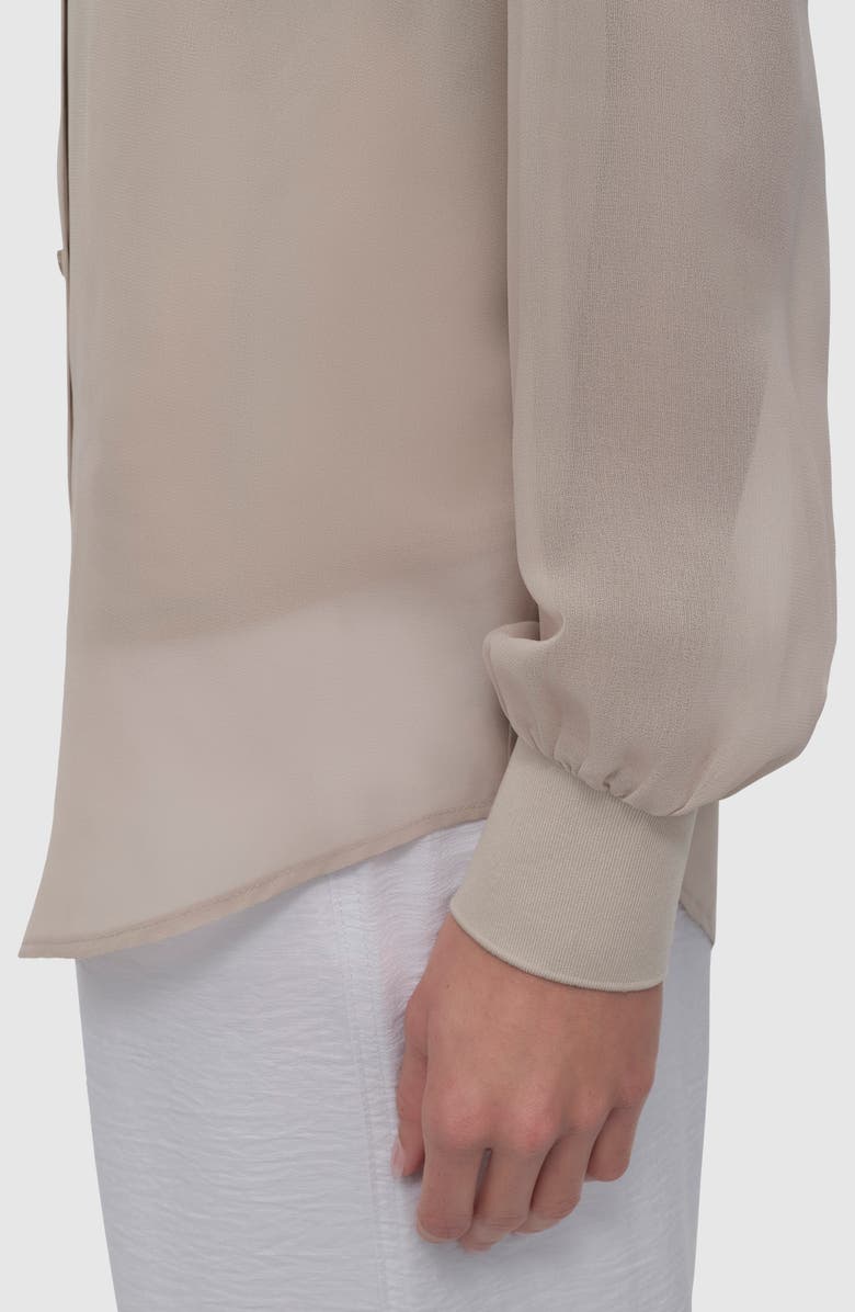 DKNY Chiffon Button-Up Shirt, Alternate, color, Pebble