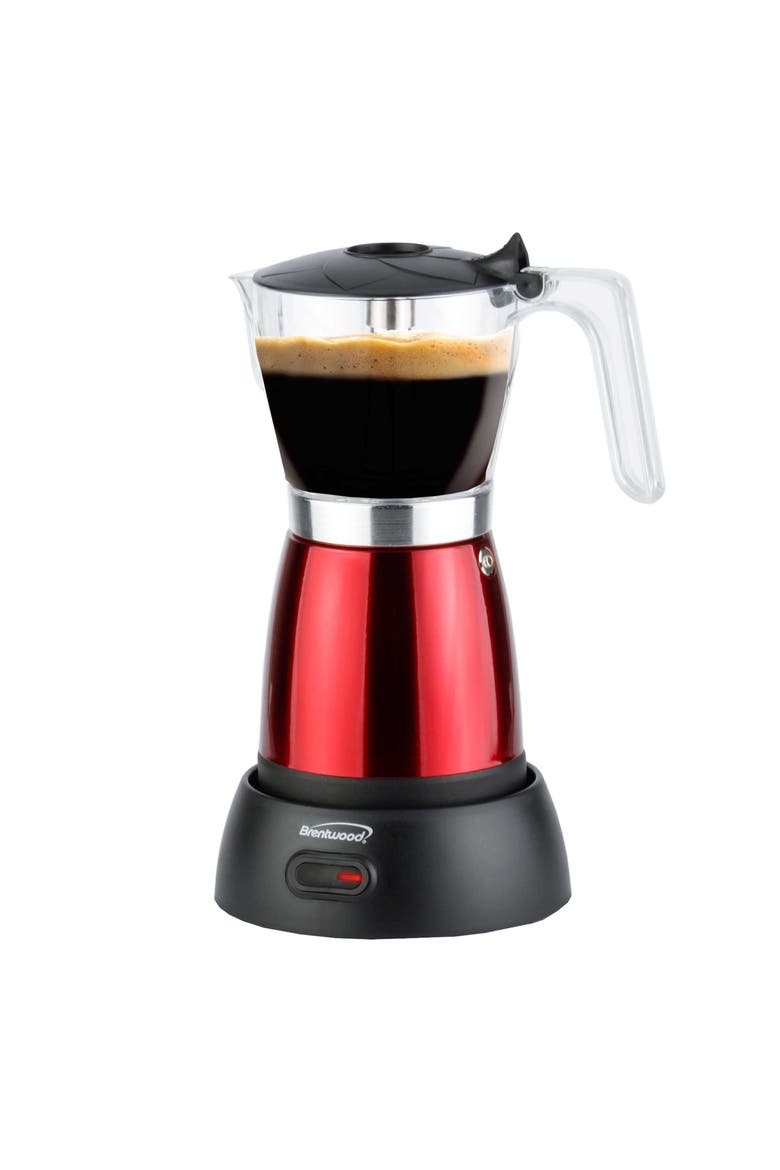 6 Serving Cordless Electric Moka Pot Espresso Machine, Main, color, Red