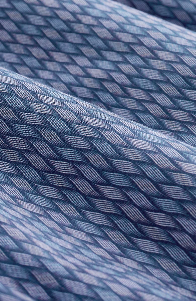 Bugatchi Jimmy OoohCotton<sup>®</sup> Basketweave Print Button-Up Shirt, Alternate, color, Cobalt