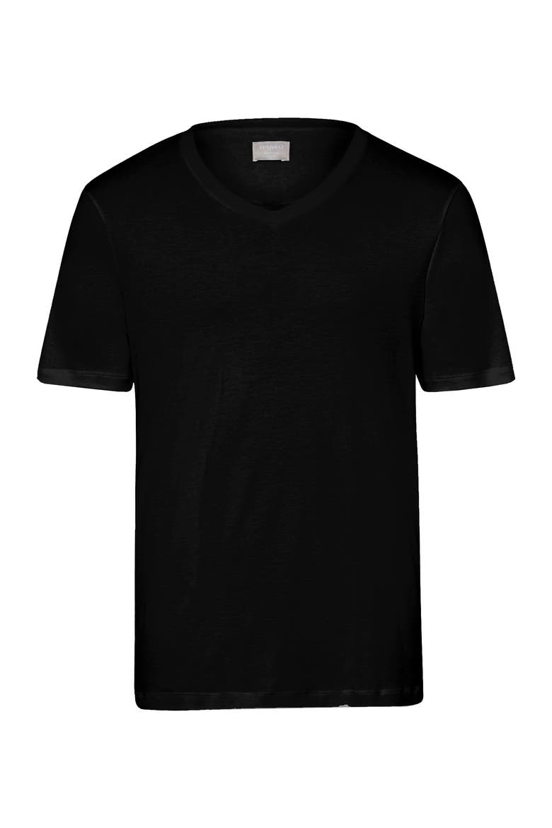 Sea Island Cotton Cotton V-Neck T-Shirt, Main, color, Black