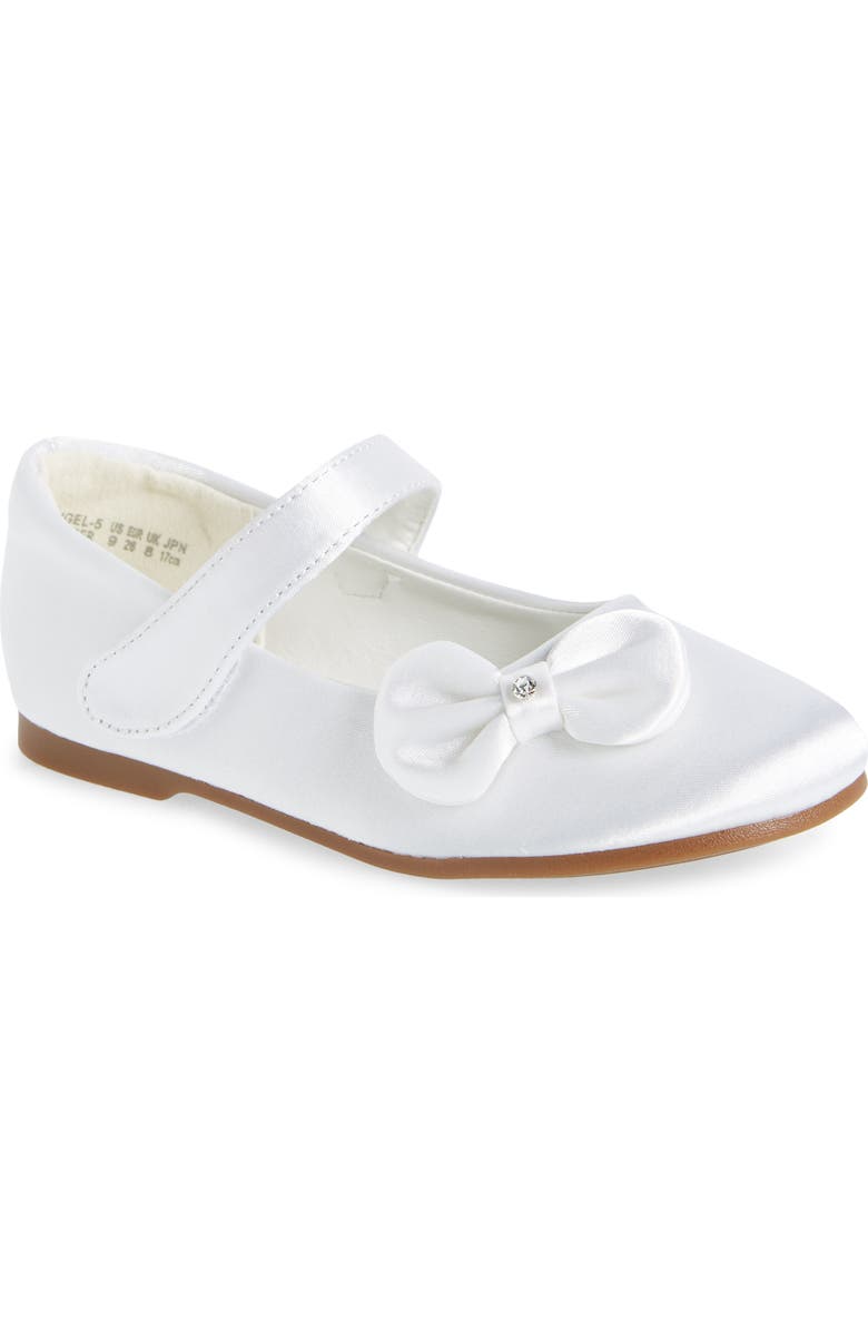 DREAM PAIRS Kids' Angel Crystal Bow Mary Jane, Main, color, White/ Satin