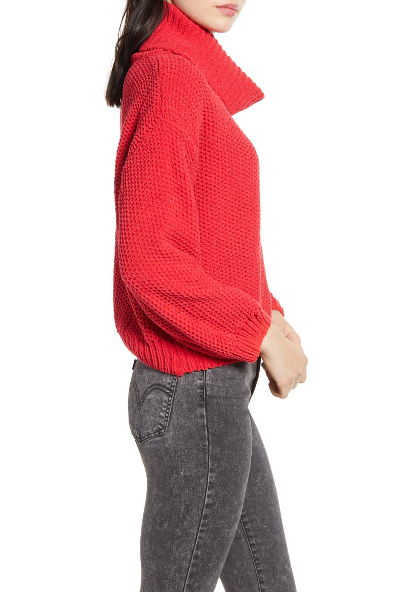 Chenille Turtleneck Sweater, Alternate, color, RED