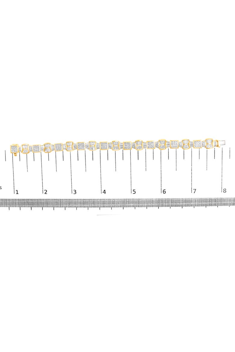 14K Yellow Gold 9 7/8 Cttw Princess and Baguette Diamond Bow and Box Link Tennis Bracelet, Alternate, color, Yellow Gold