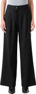Grey Lab Pleated Belted Stretch Wide Leg Pants