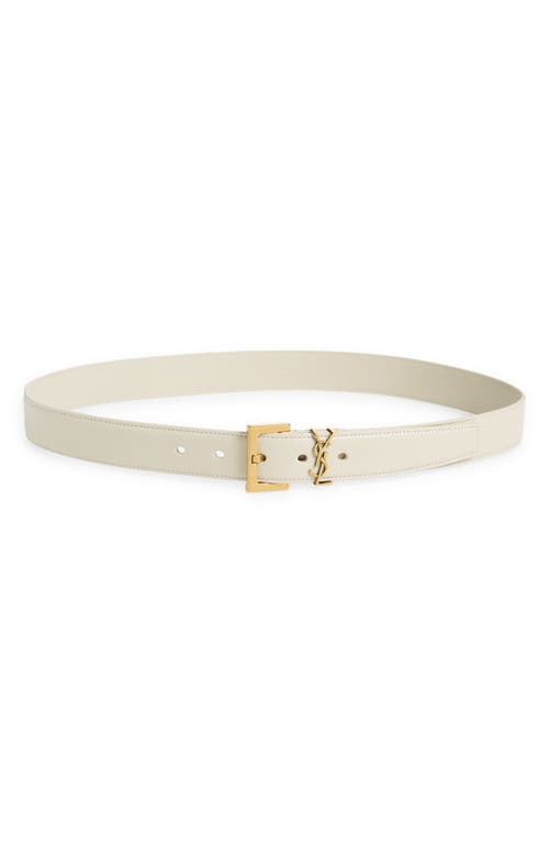 Saint Laurent Laque YSL Monogram Leather Belt in Crema Soft at Nordstrom, Size 90