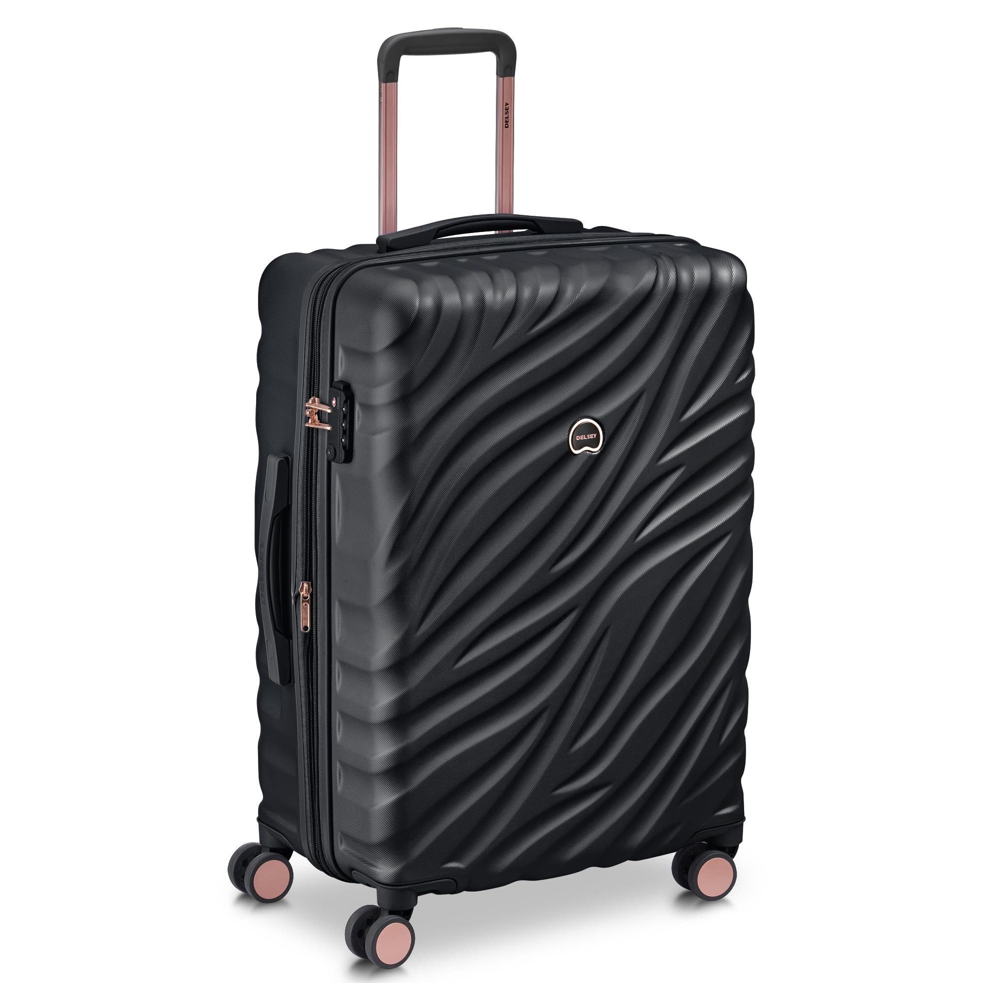 Delsey Paris Delsey Alexis Lightweight Luggage-Checked Medium, Main, color, Black/Rose Gold