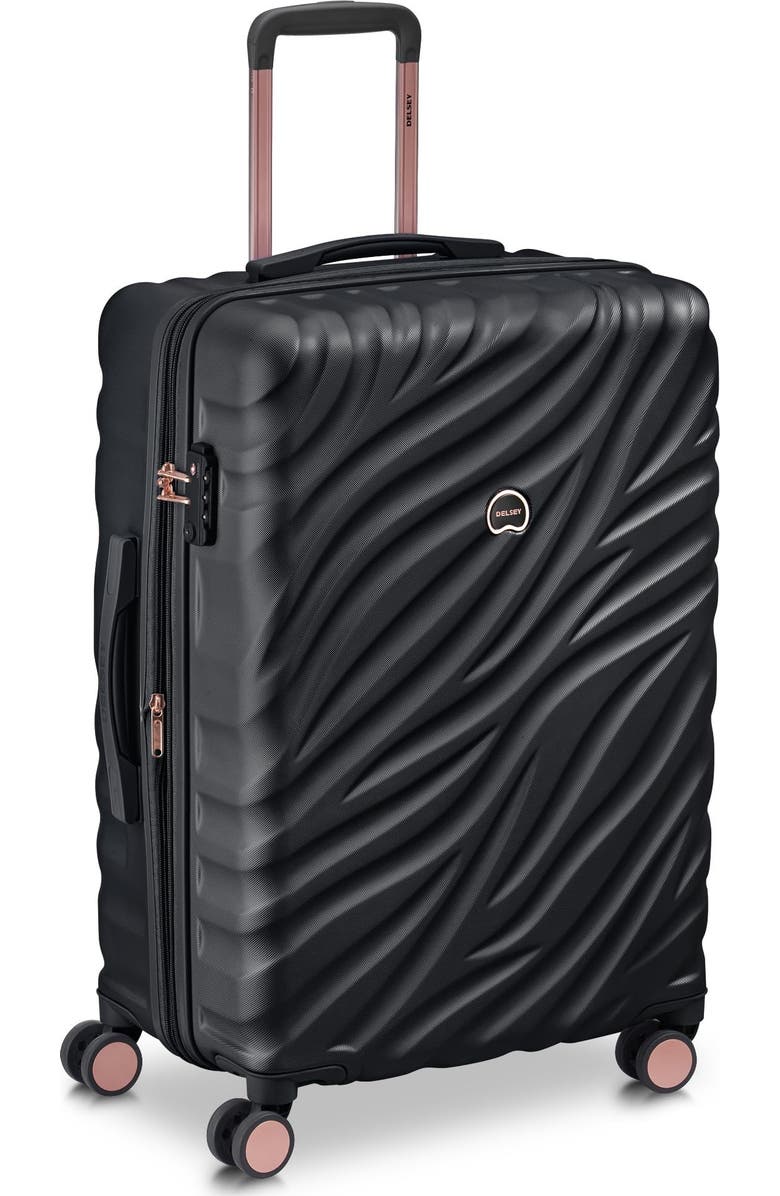 Delsey Paris Delsey Alexis Lightweight Luggage-Checked Medium, Main, color, Black/Rose Gold