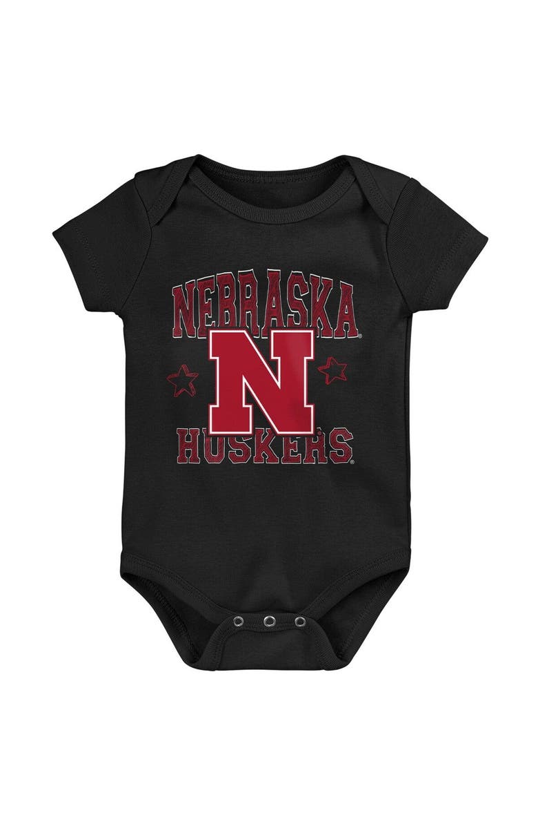 Outerstuff Newborn & Infant Scarlet/Black/Heather Gray Nebraska Huskers 3-Pack Born To Be Bodysuit Set, Alternate, color, 