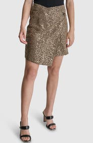 DKNY Plaid Sequin Wrap Miniskirt