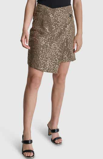 DKNY Plaid Sequin Wrap Miniskirt