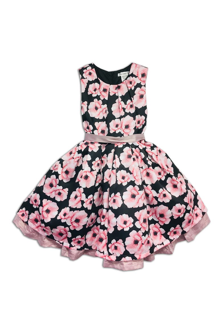 Kids' Melrose Floral Sleeveless Dress, Main, color, BLACK