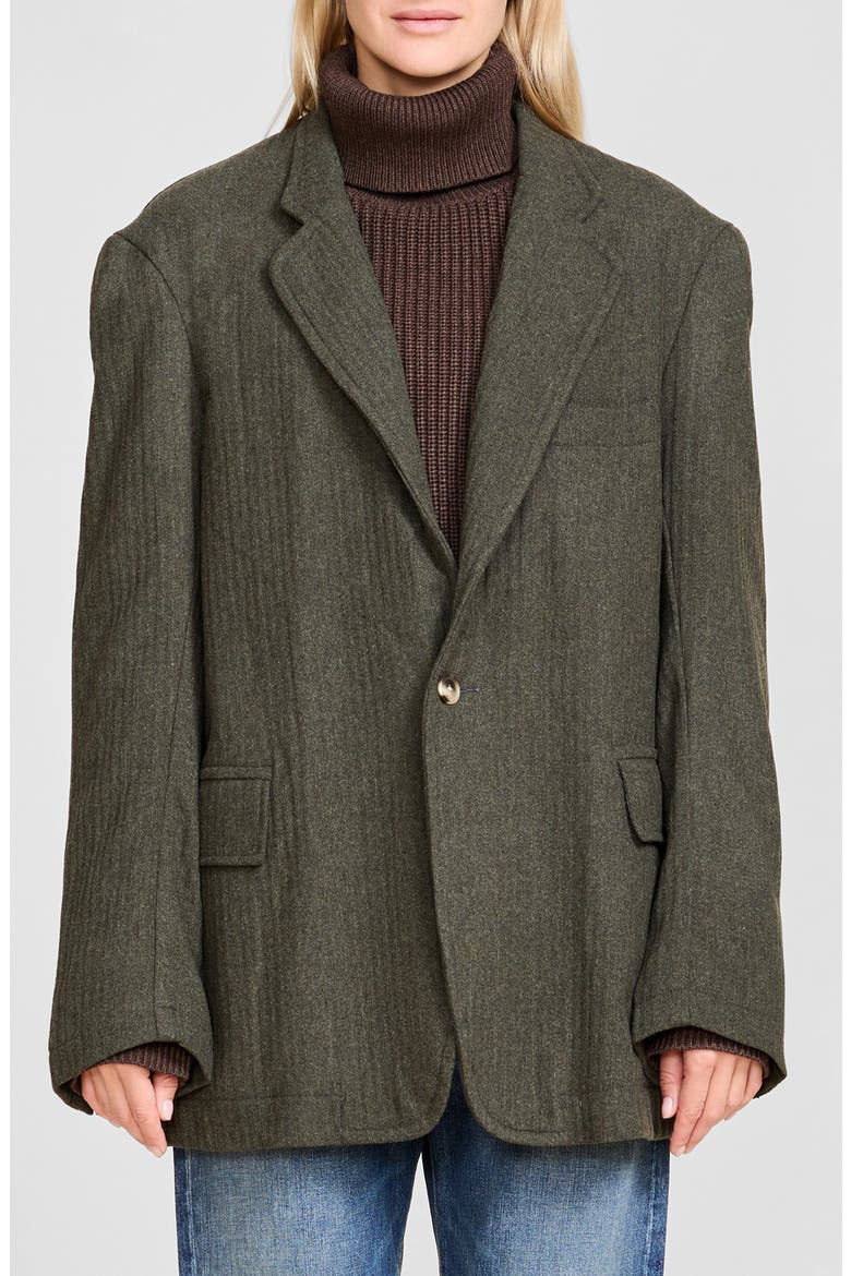 Deconstructed Wool Blend Blazer, Main, color, DARK OLIVE