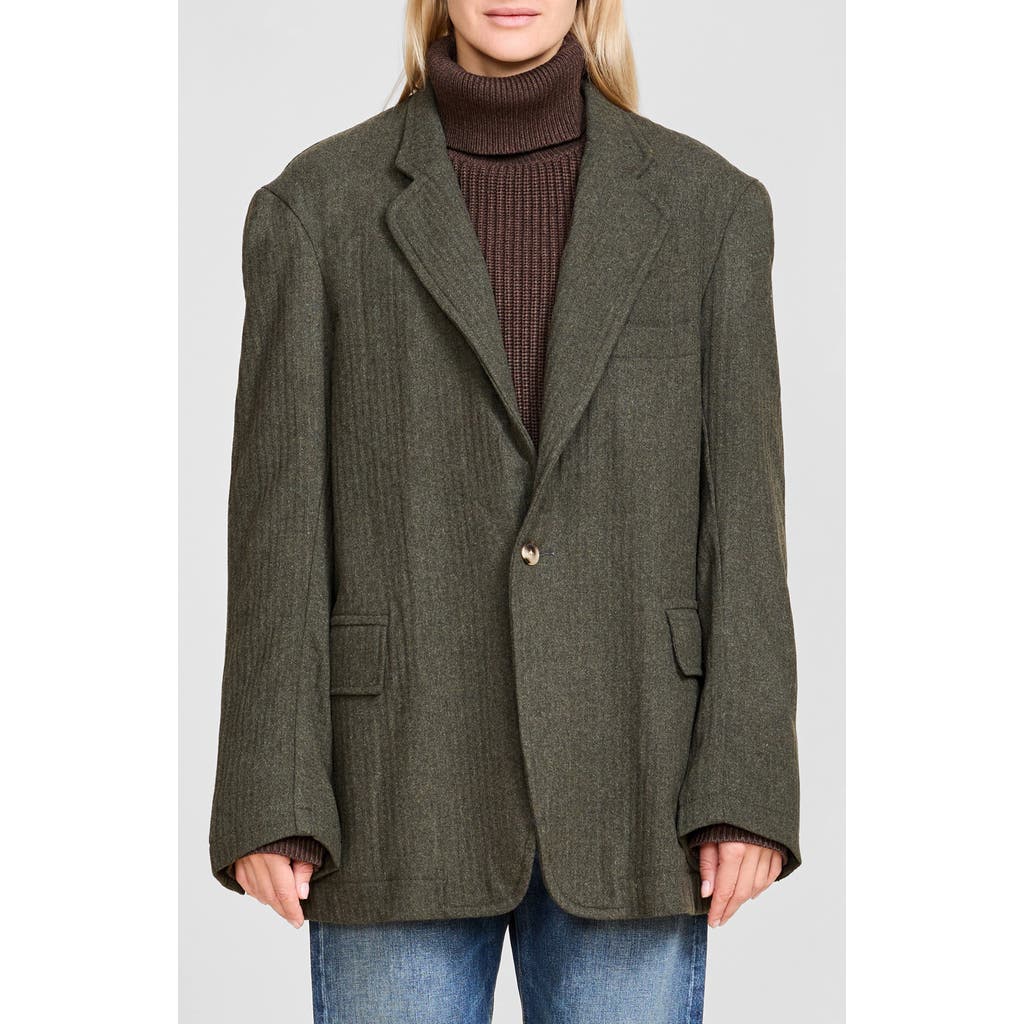 Denimist Deconstructed Wool Blend Blazer In Green