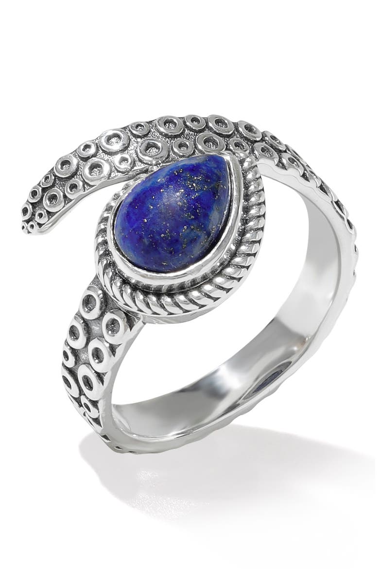 SILVER PLATED LAPIS RING, Alternate, color, BLUE