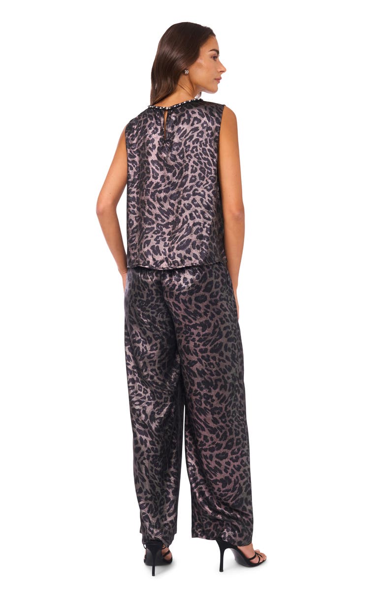 Vince Camuto Leopard Print Satin Tank, Alternate, color, Rich Black