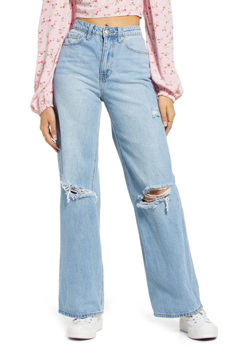 BP. Ripped Nonstretch Wide Leg Jeans, Main, color,