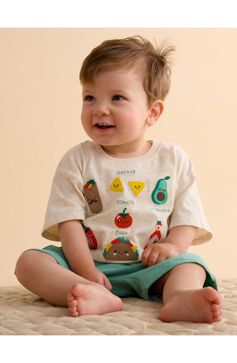 Purebaby Small Bites Tee and Short Set, Alternate, color, Iguana