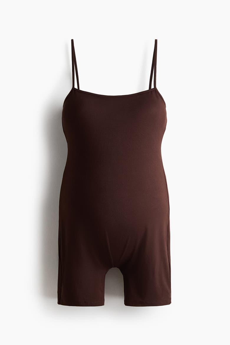 Mama Shelf-bra Romper, Alternate, color, Dark brown