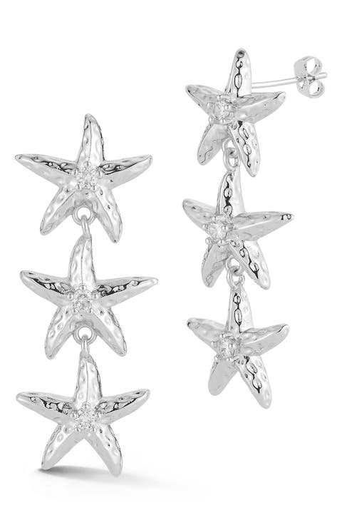 Starfish Cubic Zirconia Drop Earrings