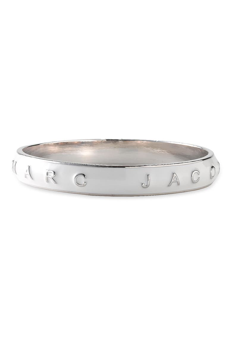 Enamel Logo Disc Bangle, Main, color, WHITE