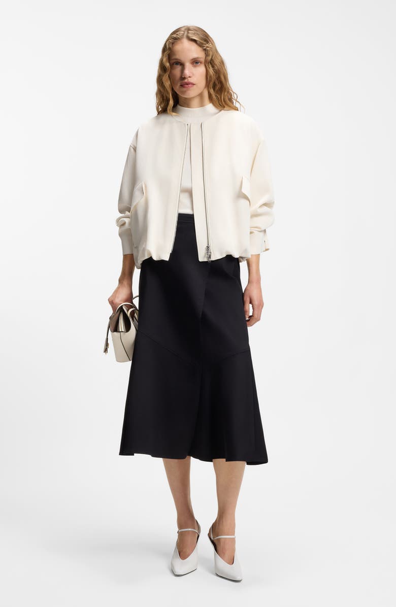 BOSS Jajila Bubble Hem Twill Bomber Jacket, Alternate, color, Soft Cream