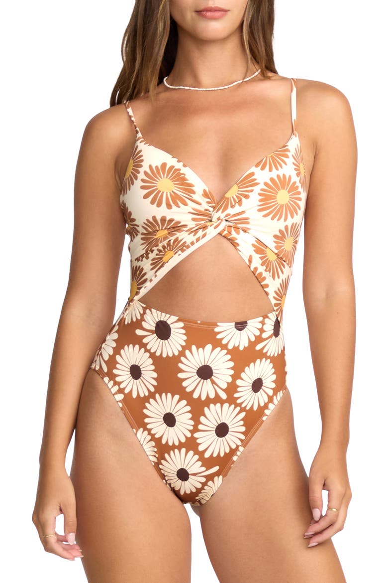 Fresh Daze Mika Cutout One-Piece Swimsuit, Main, color, SUNBURNT