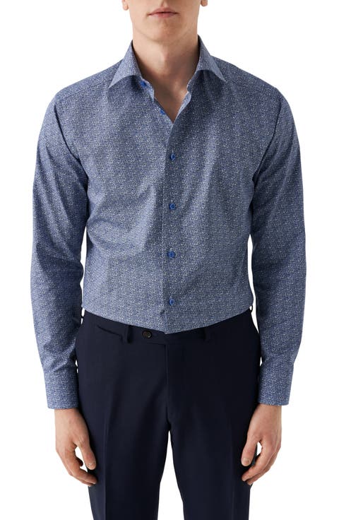 Slim Fit Micro Paisley Cotton Twill Dress Shirt