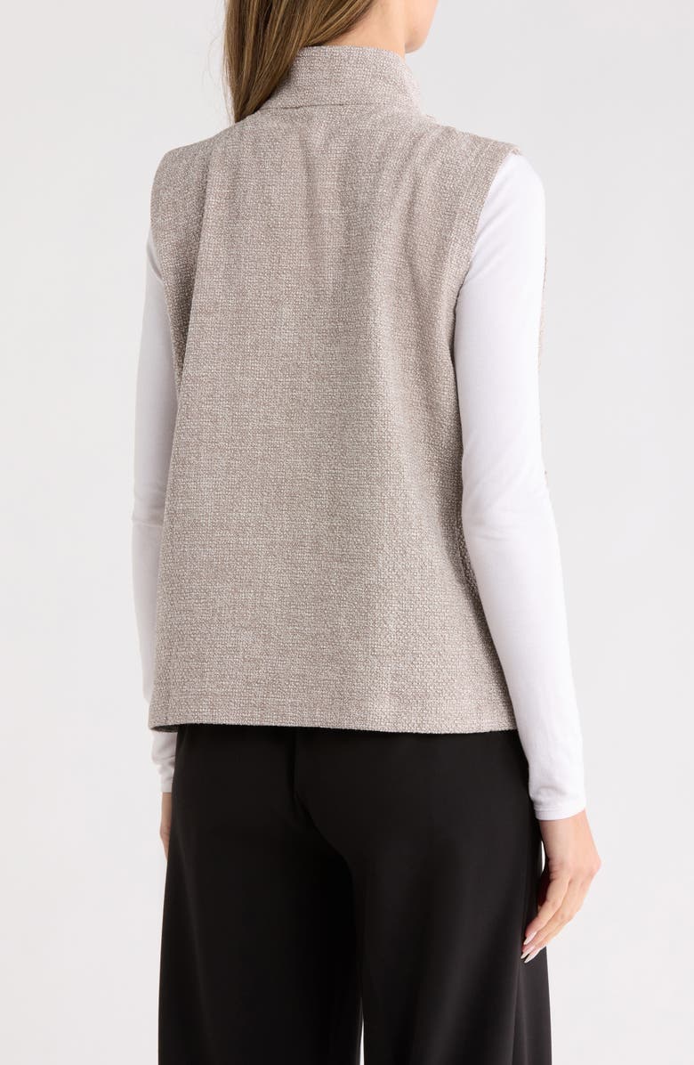 Eileen Fisher Stand Collar Stretch Organic Cotton Vest, Alternate, color, Dove