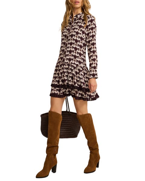 Swan Print Mini Dress