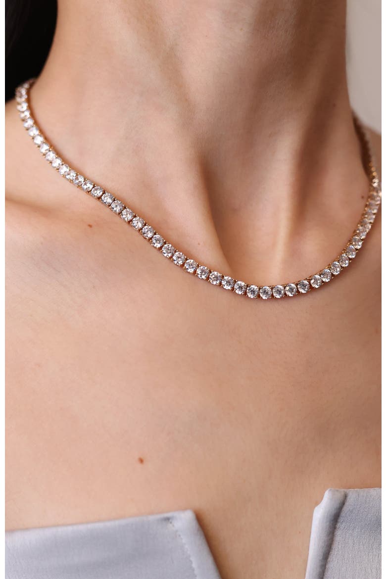 Roman Dusk Tennis Necklace, Alternate, color, Crystal Clear & Gold