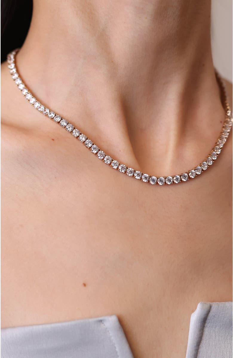 RC RETRO CHIC Roman Dusk Tennis Necklace, Alternate, color, Crystal Clear & Gold