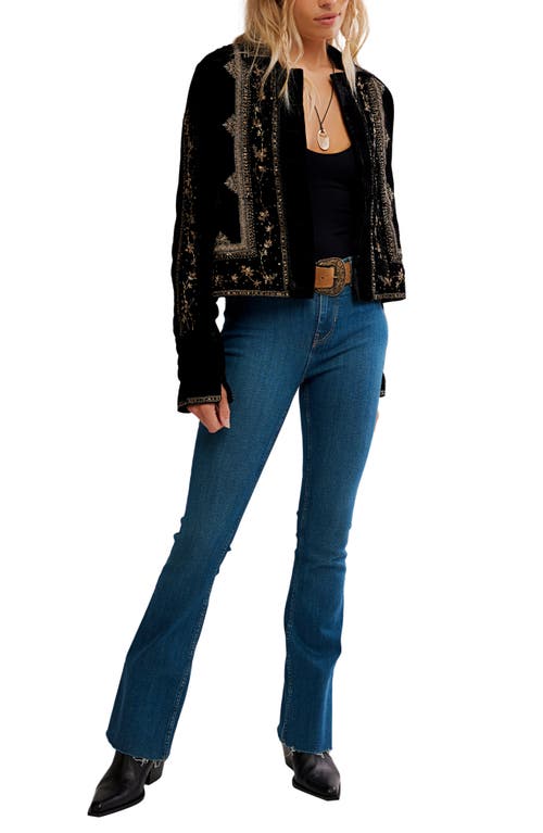 Free People Maxxie Bead Detail Velvet Jacket In Black