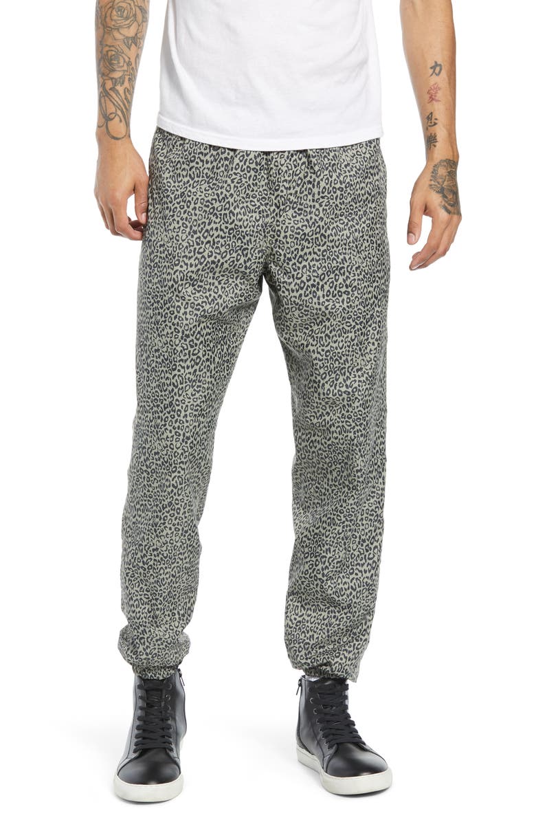 Obey Easy Pant II Leopard Print Jogger Pants, Main, color,