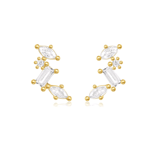 Hollywood Sensation Celestial Cluster Earrings With Aaaaa Cubic Zirconia In Gold