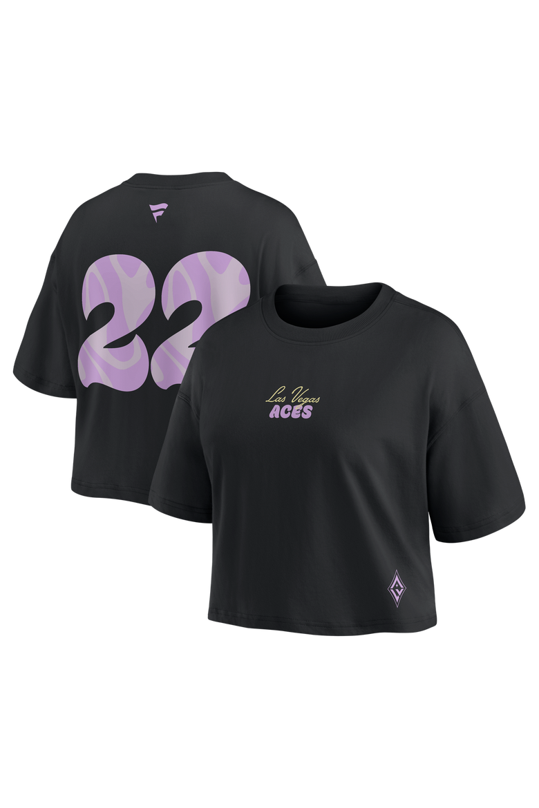 Women's Fanatics A'ja Wilson Black Las Vegas Aces Name & Number Cropped Top, Main, color, Black