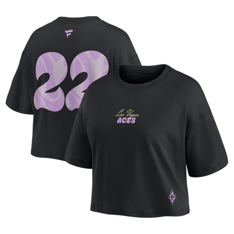 Women's Fanatics A'ja Wilson Black Las Vegas Aces Name & Number Cropped Top
