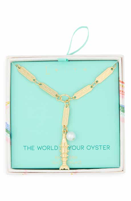 Leith The World Is Your Oyster Fish Lariat Necklace