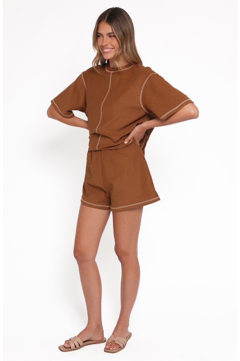 Melody Knit T-Shirt & Shorts Set, Alternate, color, CHOCOLATE
