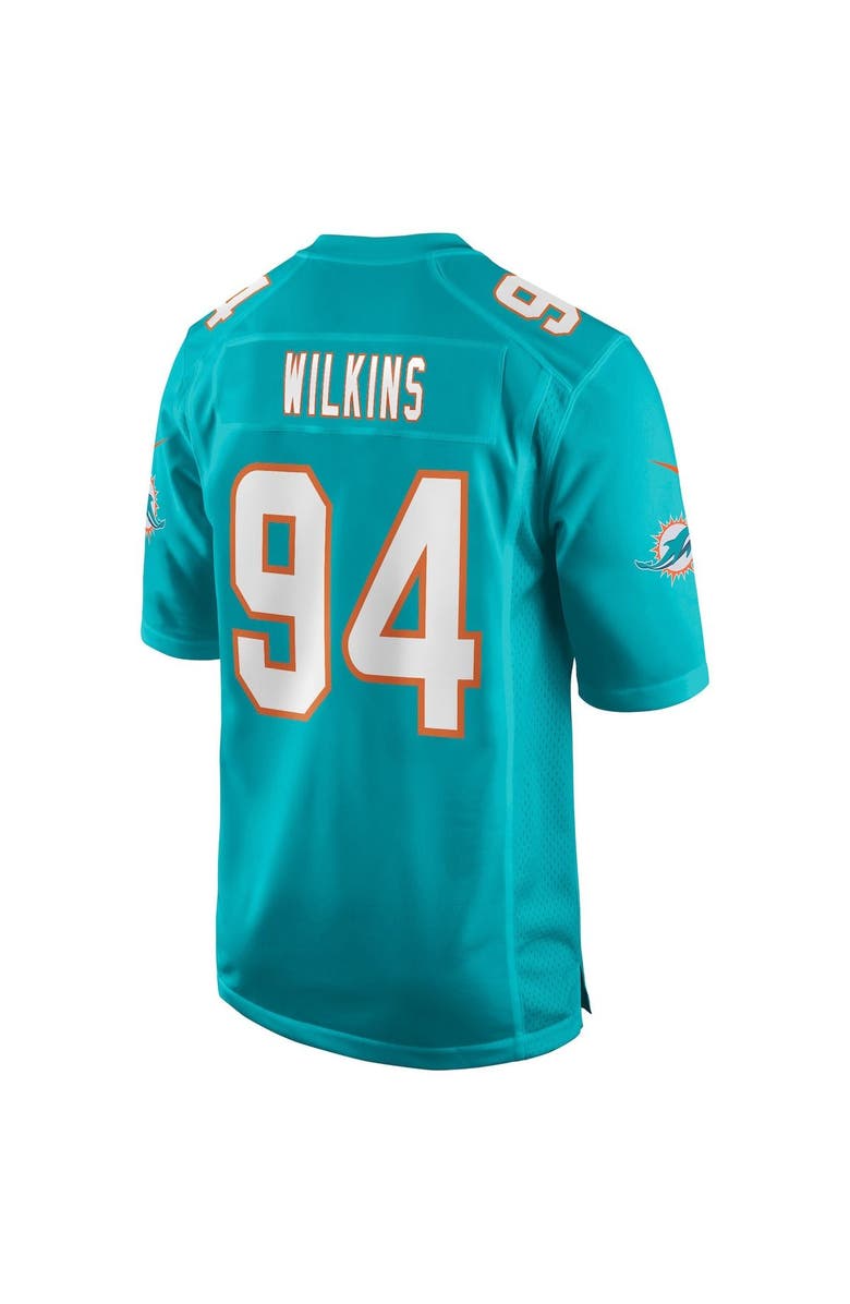 Nike Men's Nike Christian Wilkins Aqua Miami Dolphins Game Jersey, Alternate, color, 